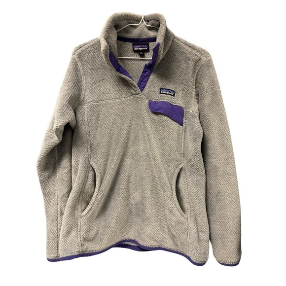 Patagonia Women’s Snap-T Pullover Gray/Purple Jacket Sweater Size Medium - Picture 1 of 5